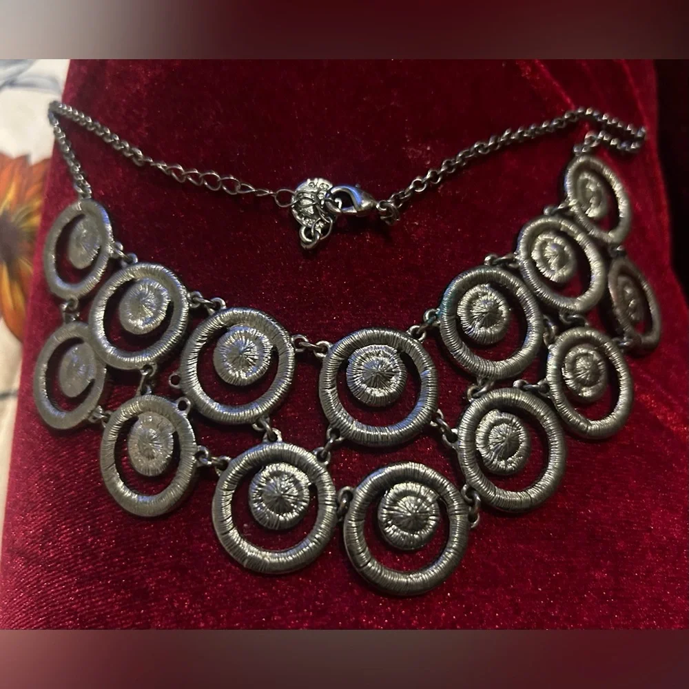 Marcazite marcasite diamanté silver grey necklace beautiful old look goth - Picture 2 of 5
